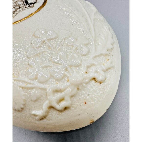 Belleek 19th c. Porcelain Judaica Jewish Irish Circumcision Flask 1st Gen Mark - Picture 8 of 10